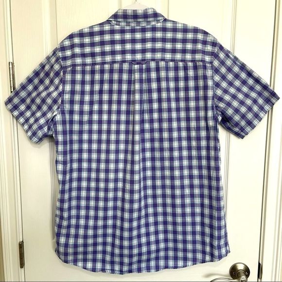 CHAPS Easy Care Purple Plaid Shirt Button Down Preppy Sharp Crest Logo Size L - Picture 6 of 11
